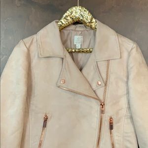 LC Lauren Conrad Blush Suede Moto Jacket